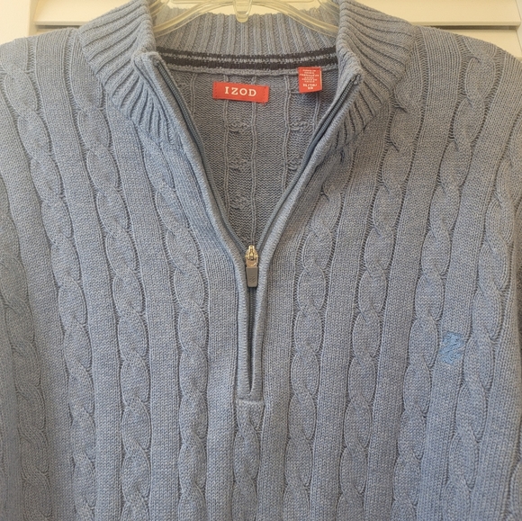 Men's Izod blue cable knit 1/4 zip pullover.. size XL - Picture 7 of 7
